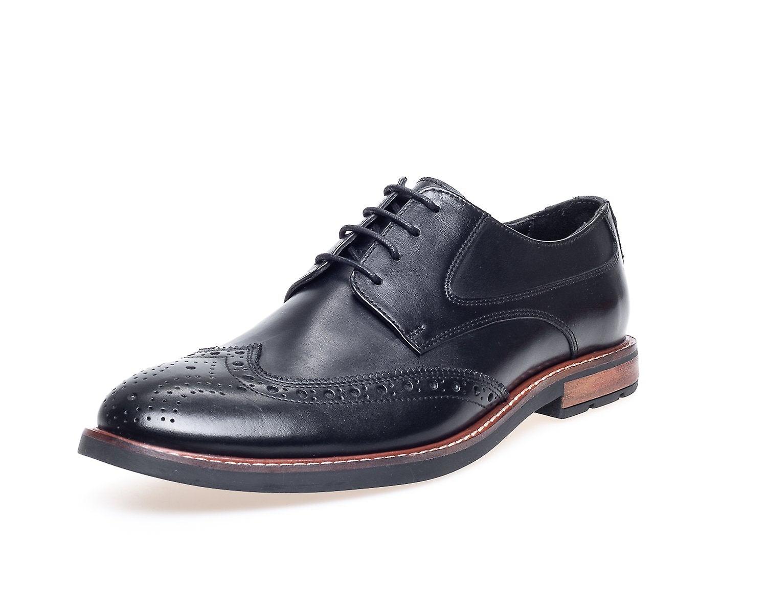 Rogues by John White – Leo Black Mens Leather Lace Up Brogue Shoe ...