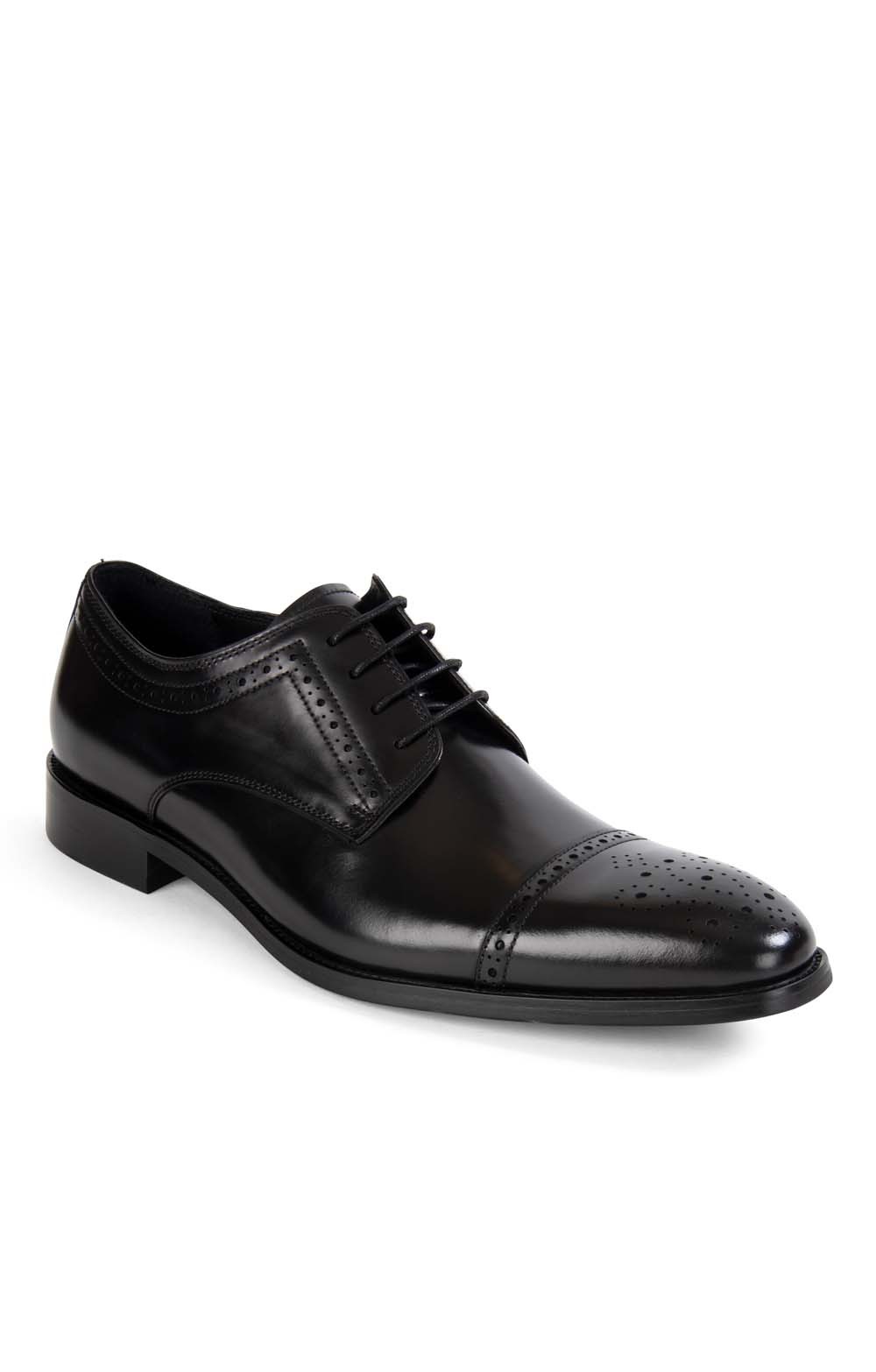 John White – Lucan Black Mens Leather Lace Up Semi Brogue Shoe – Sims ...