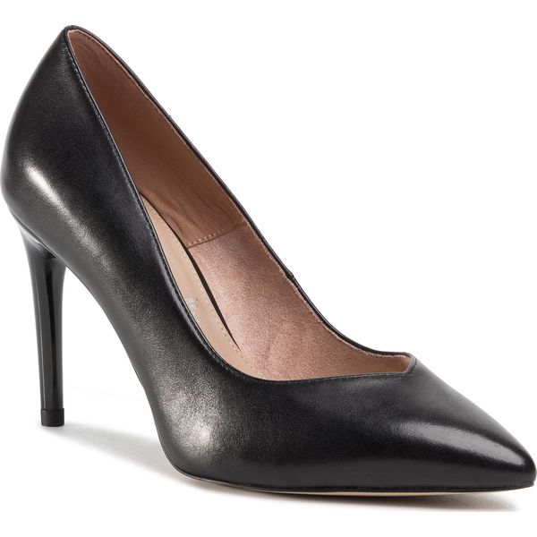 Tamaris – 22443-24 Black Stiletto Leather Court Shoe – Sims Footwear