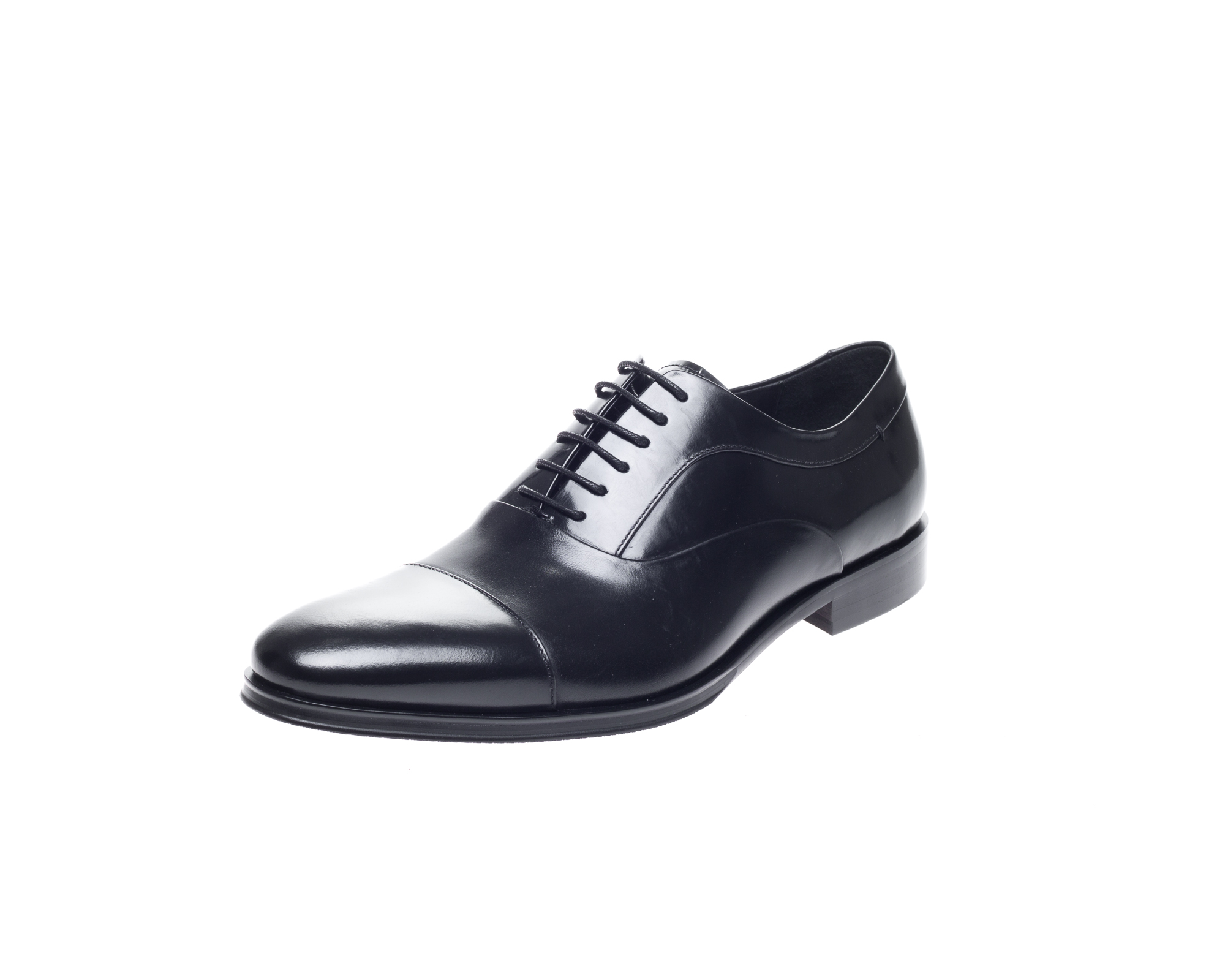 John White – Guildhall Black Mens Leather Lace Up Capped Shoe – Sims ...