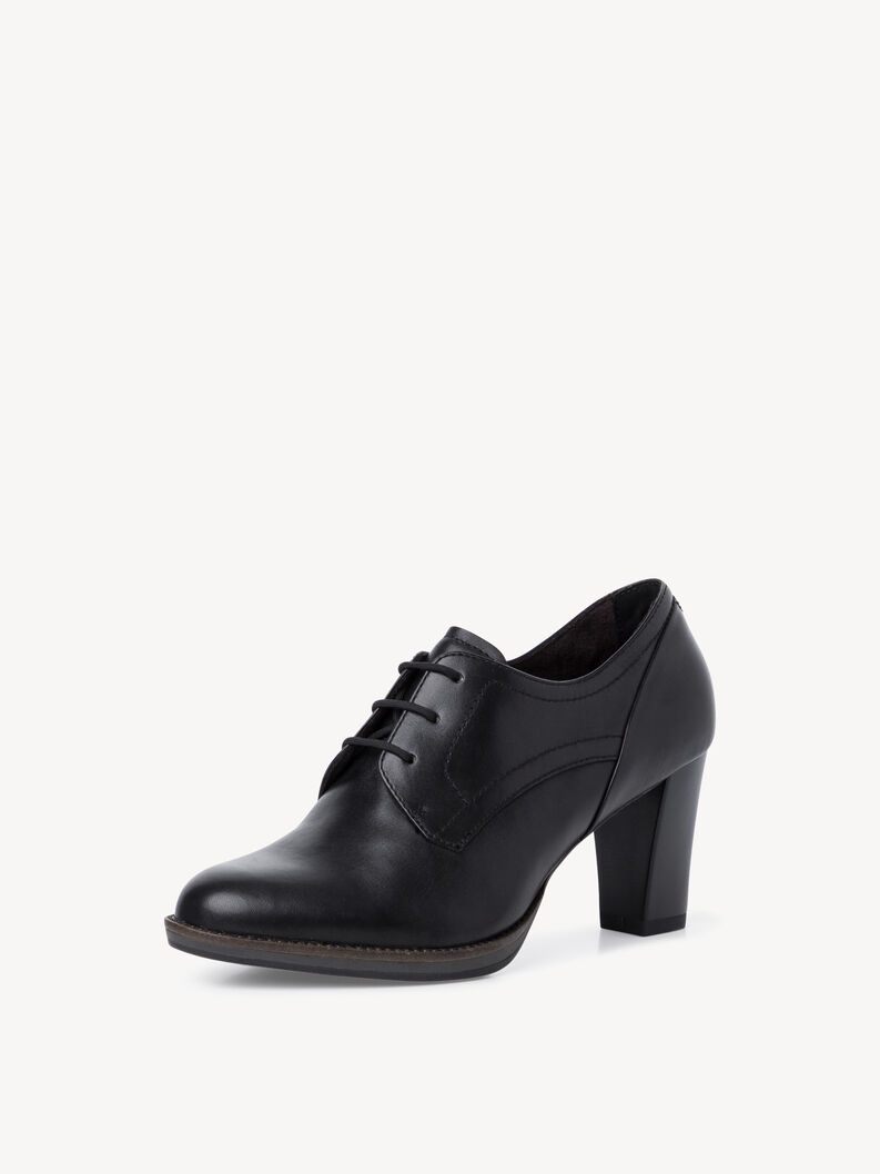 Tamaris – 23300 Black Leather Lace Up Heel Boot Shoe – Sims Footware