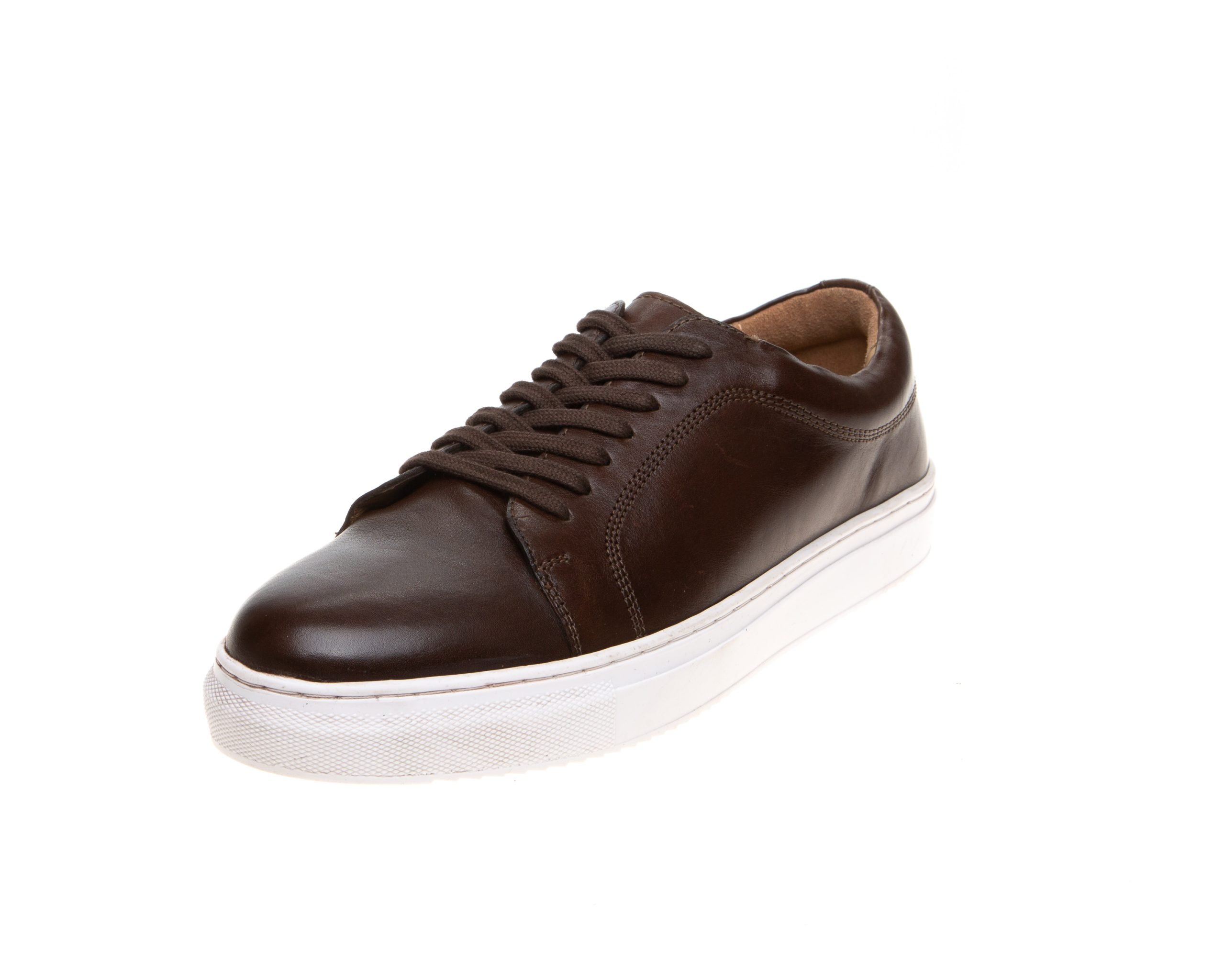 John White – Louis Brown Mens Leather Lace Up Trainer Shoe