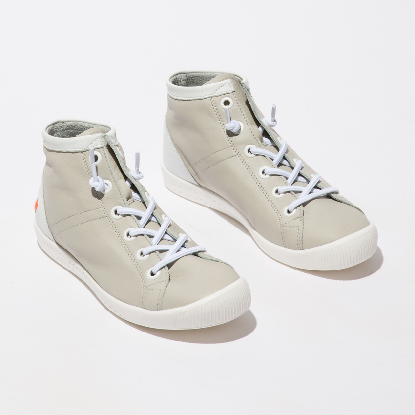Softinos – Isleen 2 Grey White Smooth Leather Hi Top Trainer Shoe ...