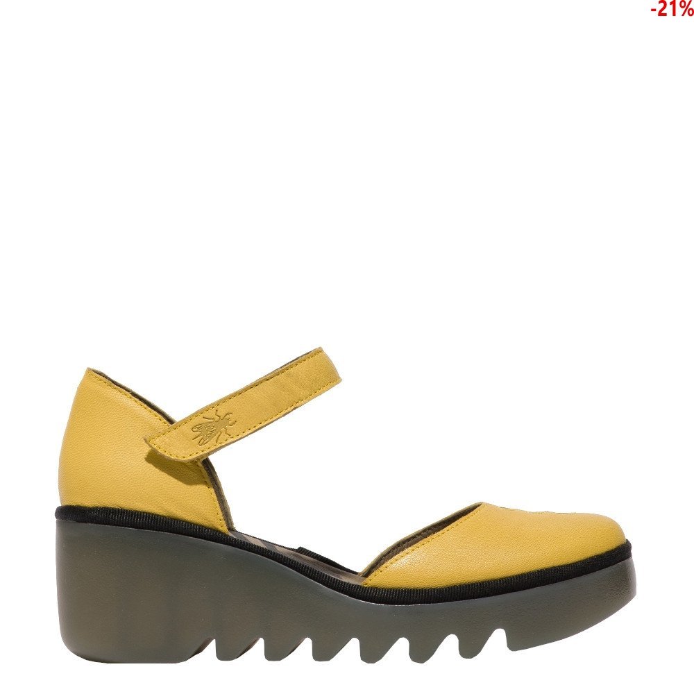 Fly London – Biso 305 Yellow Leather Wedge Sandal Shoe – Sims Footwear