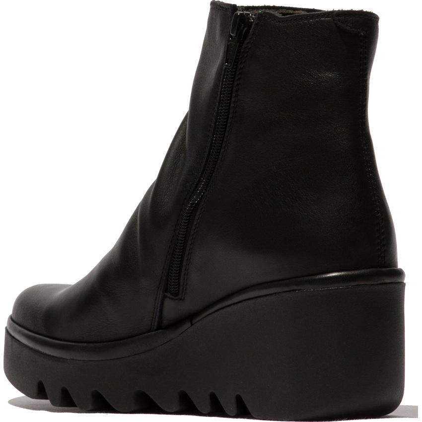 Fly London – Brom 344 Black Leather Zip-Up Ankle Boots – Sims Footwear