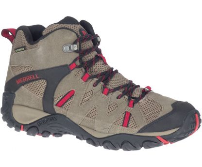 Merrell - Deverta 2 Mid WP J035433 Waterproof Leather Mesh Grey Black Boulder Fiery Red Mens Lace Up Ankle Boot