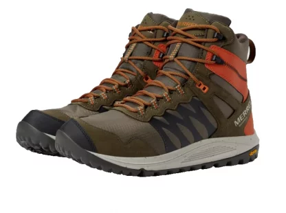 Merrell - Nova Sneaker Boot WP J066959 Olive Green Orange Mens Waterproof Mesh Vibram Lace Up Trainer Shoe - Image 2