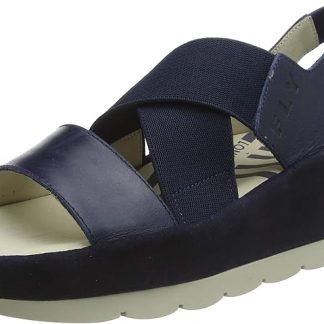 Fly London Bime Bime169fly Blue Leather Strap Wedge Sandal