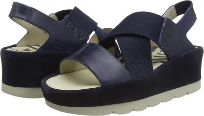 Fly London Bime Bime169fly Blue Leather Strap Wedge Sandal - Image 4
