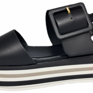 Marco Tozzi 28780 Ladies Leather Sandal Black Grey White Flatform Buckle