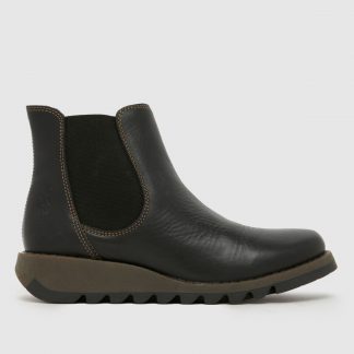 Fly London Salv Salv195fly Rug Black Elastic Leather Slip On Chelsea Boot