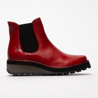 Fly London Huud HUUD148FLY Rug Red Slip On Leather Wedge Chelsea Boot