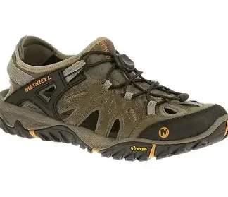Merrell J65243 All Out Blaze Sieve Sandal Shandal Brindle Butterscotch Beige Brown Leather Mens Lace Up Open Trainer Shoe