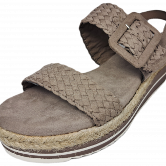 XTI 49726 Taupe Beige Weave Low Heel Wedge Sandal