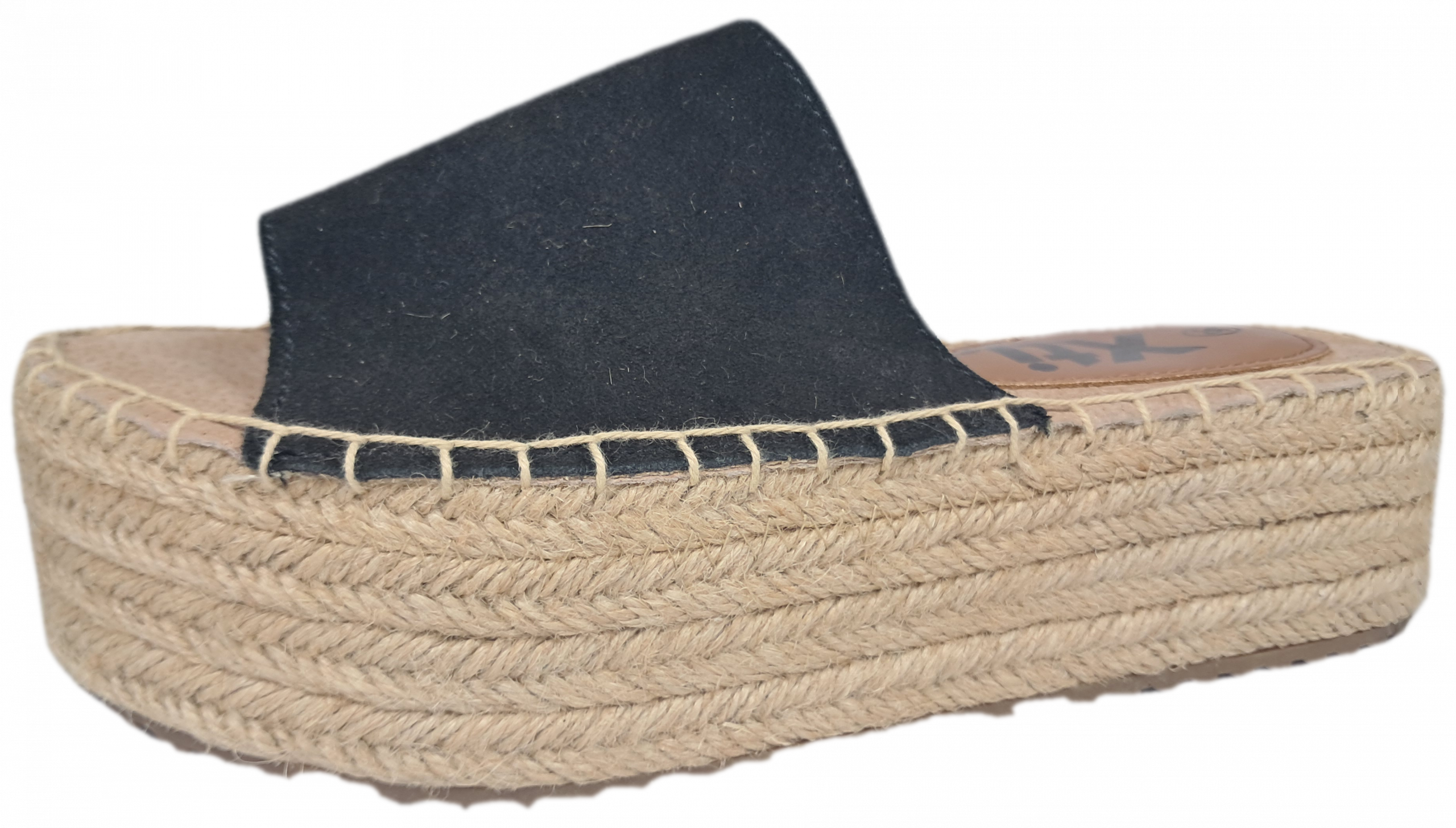 XTI 49133 Black Leather Flatform Wedge Mule Slip On Sandal