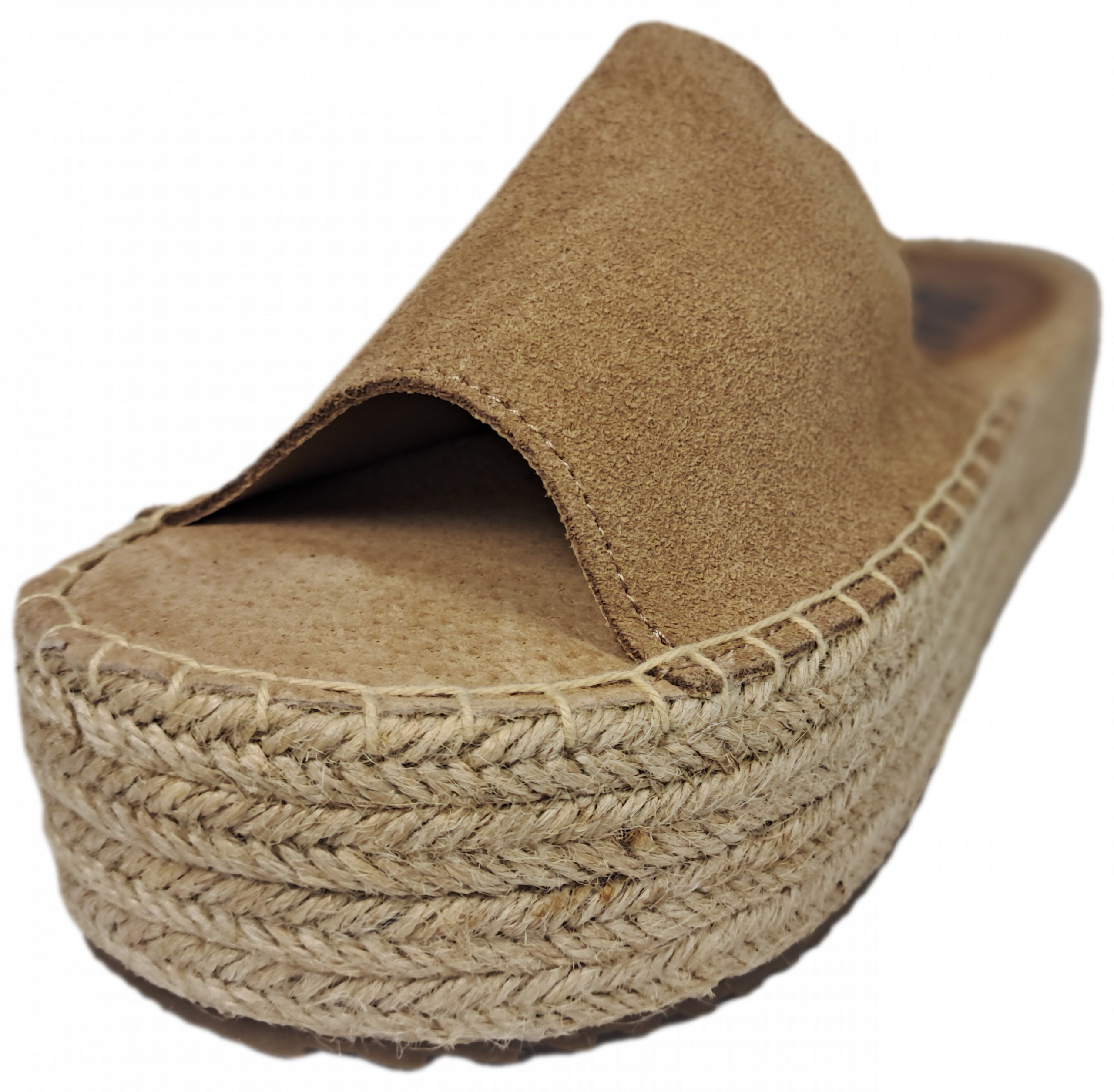 XTI 49133 Camel Brown Leather Flatform Wedge Mule Slip On Sandal - Image 3