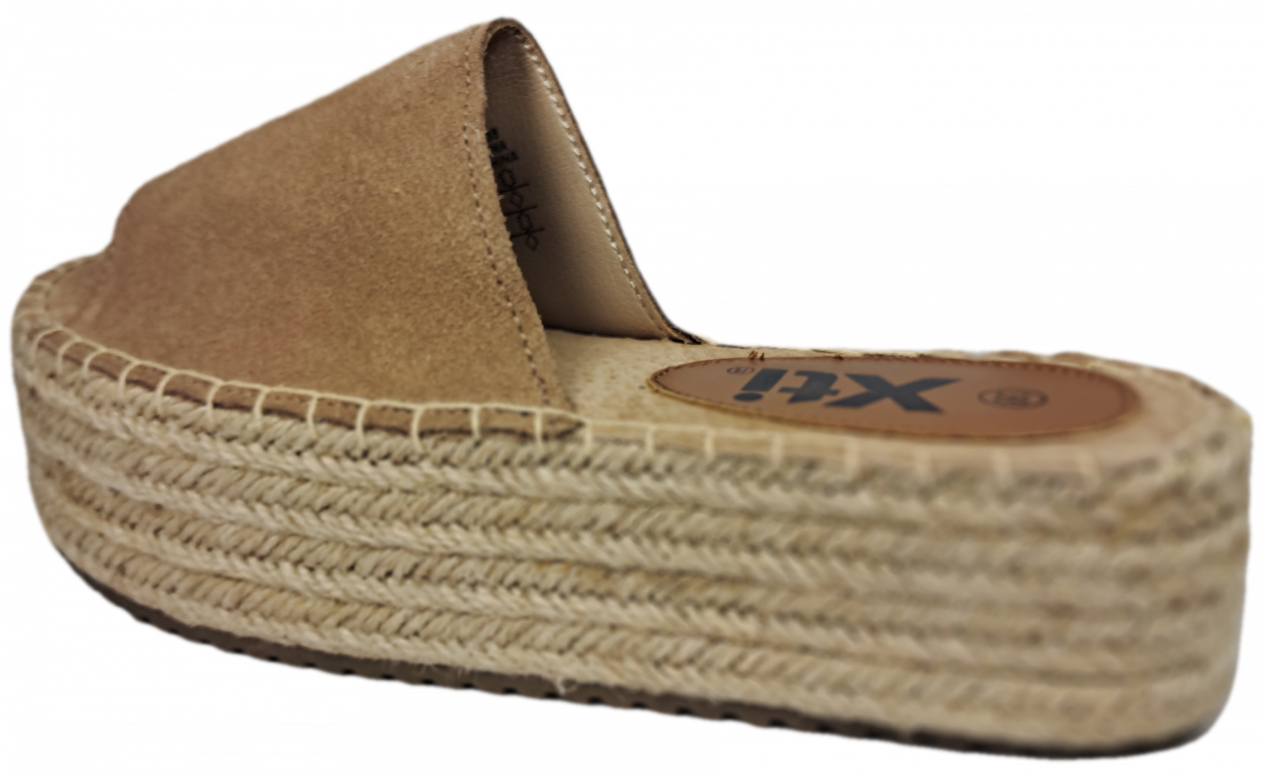 XTI 49133 Camel Brown Leather Flatform Wedge Mule Slip On Sandal - Image 4