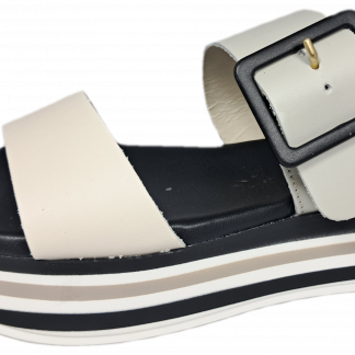 Marco Tozzi 28780 Ladies Leather Sandal Beige Black Grey White Flatform Buckle (Copy)