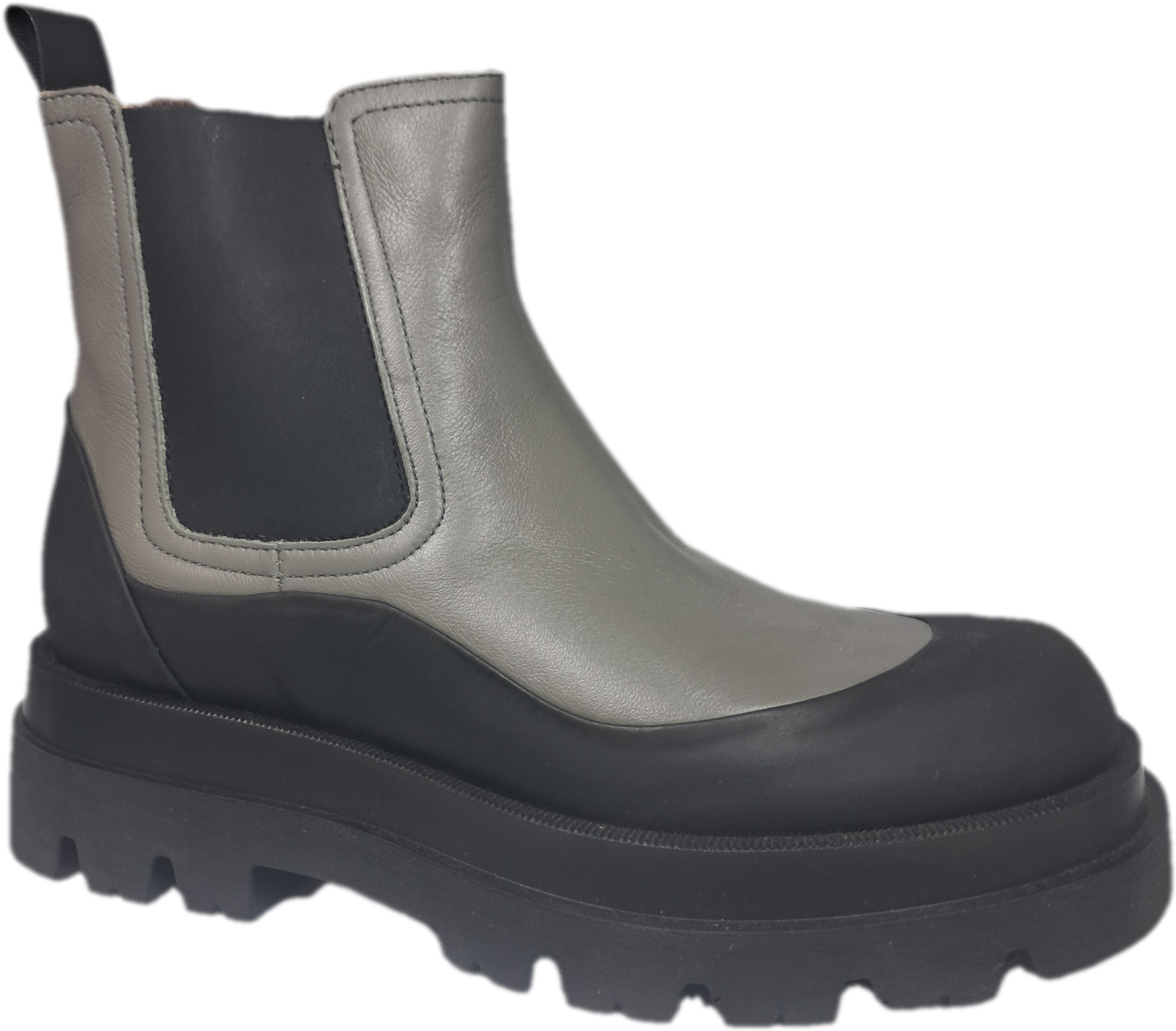 Mjus P70203 Nero Cotton Black Beige Leather Womens Ladies Flat Chelsea Ankle Boot - Image 6