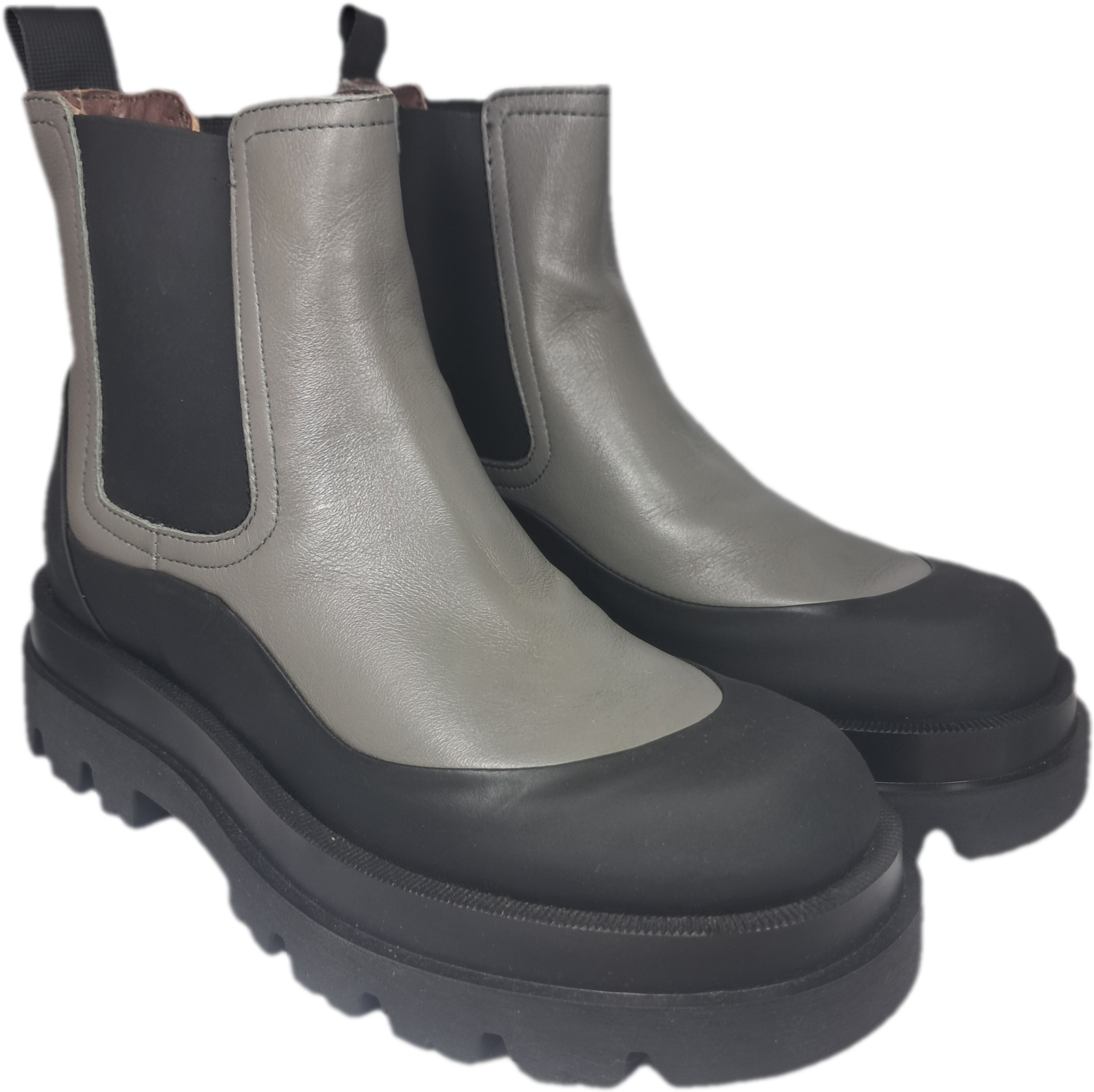 Mjus P70203 Nero Cotton Black Beige Leather Womens Ladies Flat Chelsea Ankle Boot - Image 5