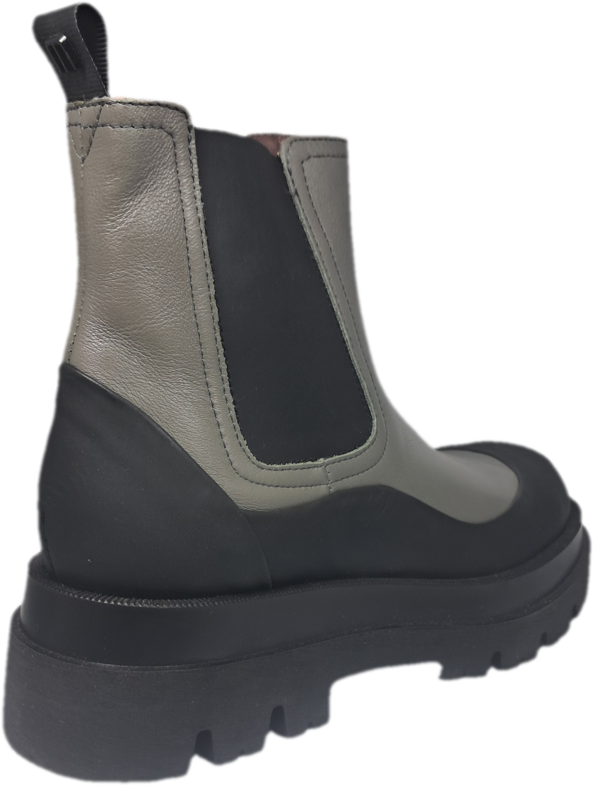 Mjus P70203 Nero Cotton Black Beige Leather Womens Ladies Flat Chelsea Ankle Boot - Image 4