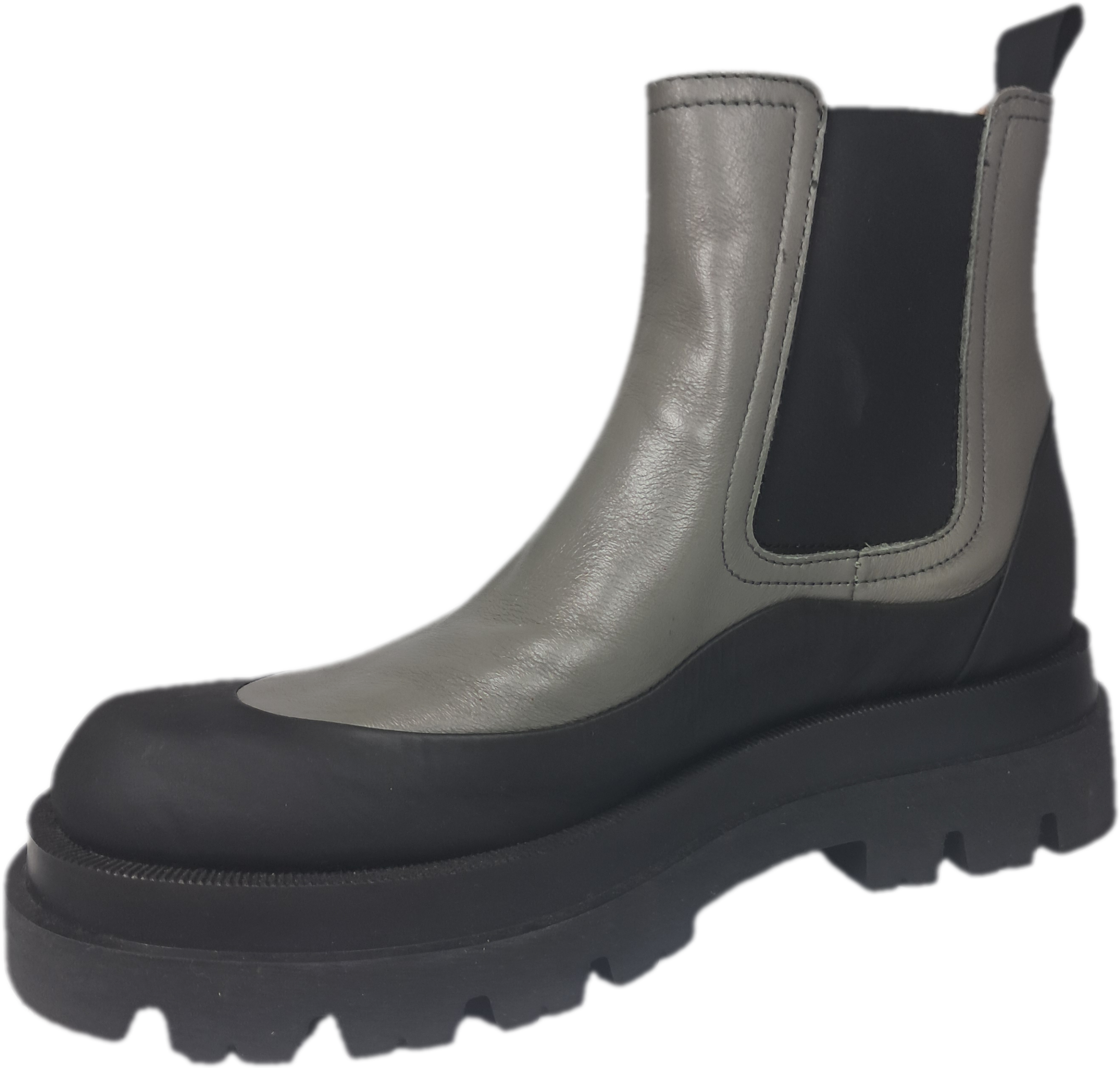 Mjus P70203 Nero Cotton Black Beige Leather Womens Ladies Flat Chelsea Ankle Boot - Image 3