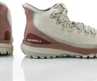 Merrell - Bravada Mid WP J036014 Beige Burgundy Grey Birch Ladies Womens Lace Up Hiking Trainer Boot